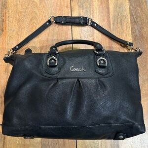 Coach Black Leather Travel Bag